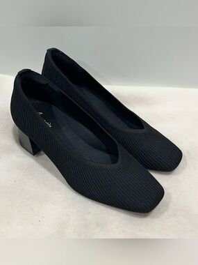 Arromic Women’s Ribbed Knit Block Heel Pumps in Black Size 7.5
